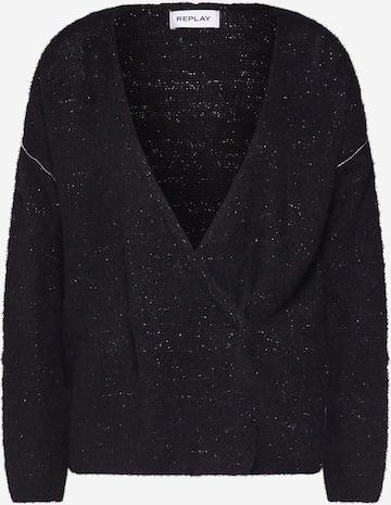 REPLAY Knit Cardigan in Black: front