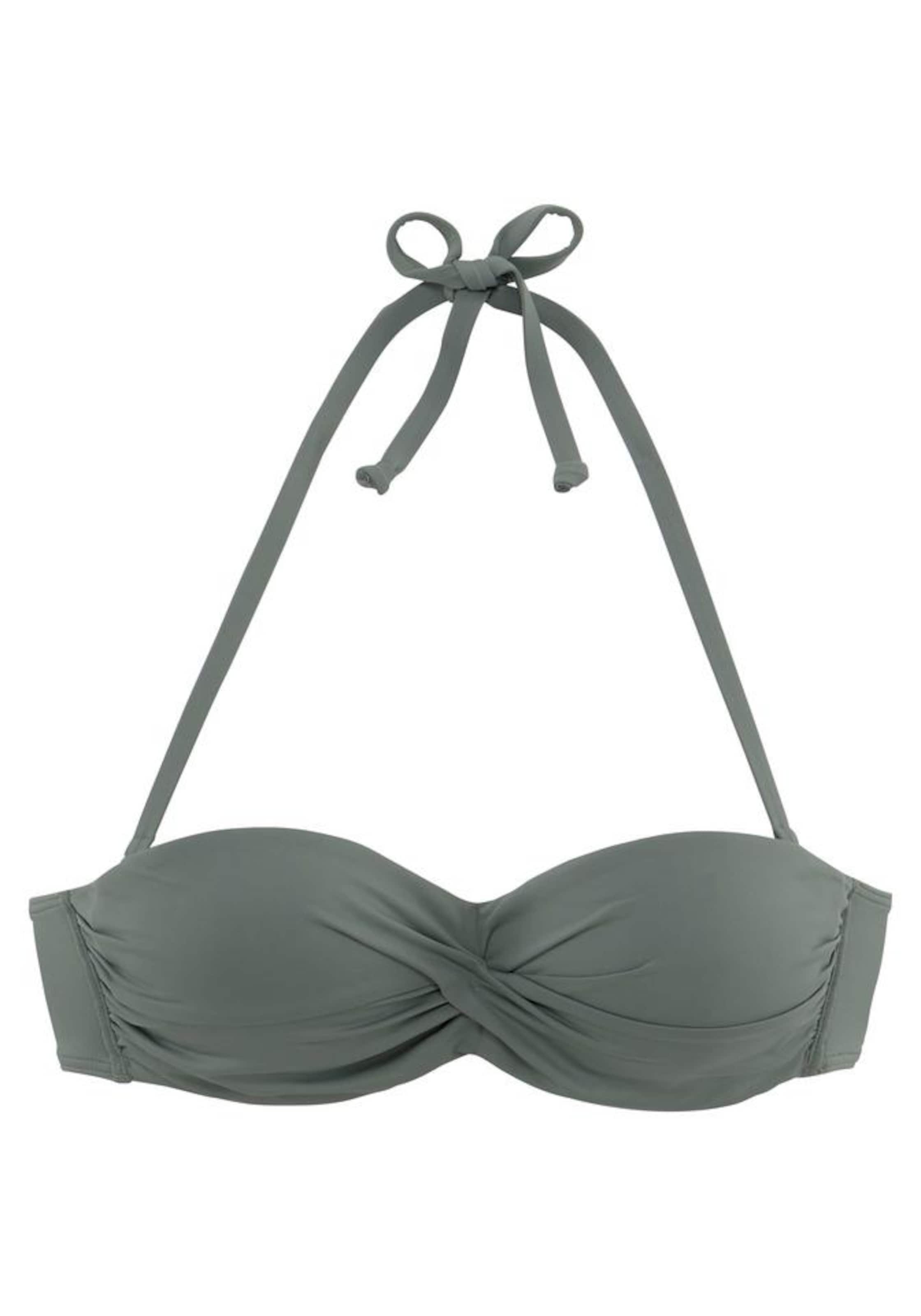 LASCANA Bandeau Bikini Top in Green: front