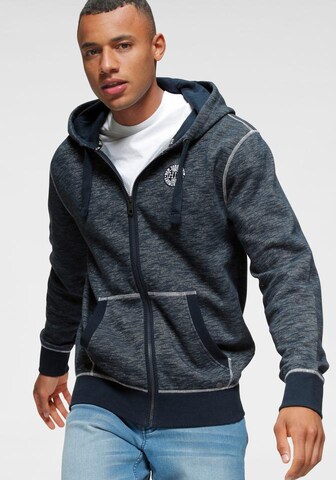 H.I.S Zip-Up Hoodie in Blue: front