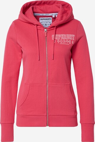 Superdry Sweatjacke 'Track & Fied' in Pink: predná strana