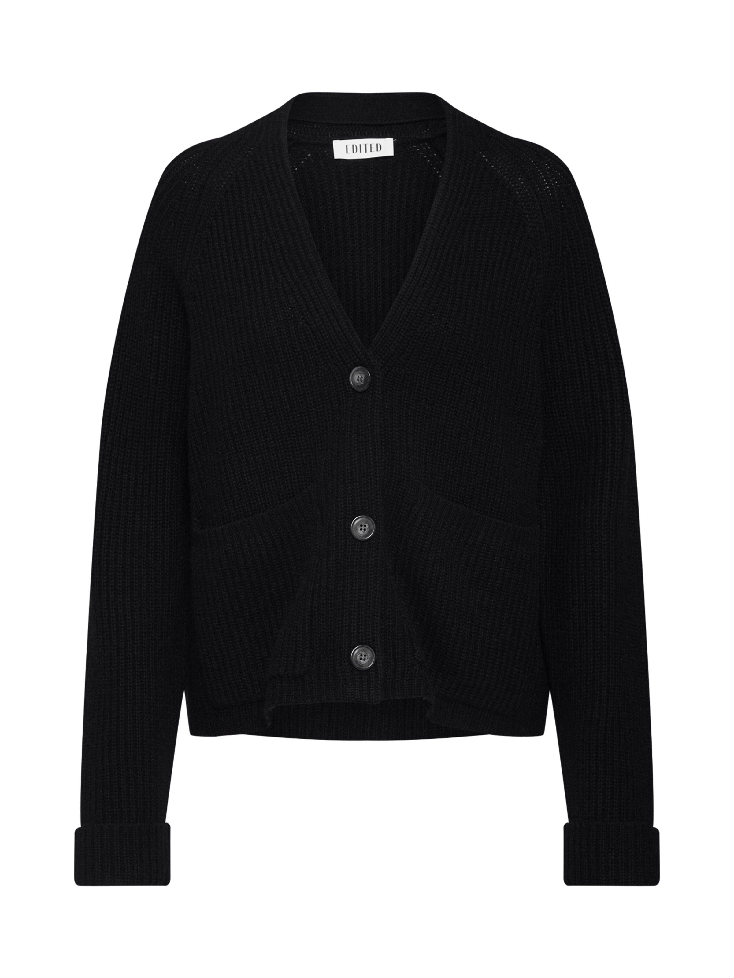 EDITED Knit Cardigan 'Lamis' in Black: front