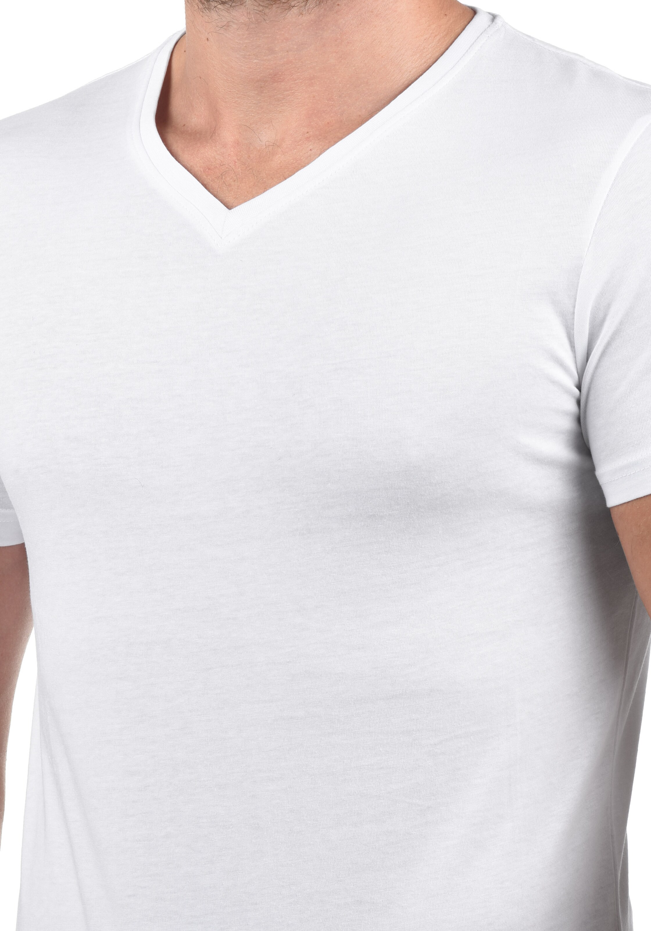 Männer Shirts  Solid V-Shirt Portus 2er Pack in Weiß - PE80532