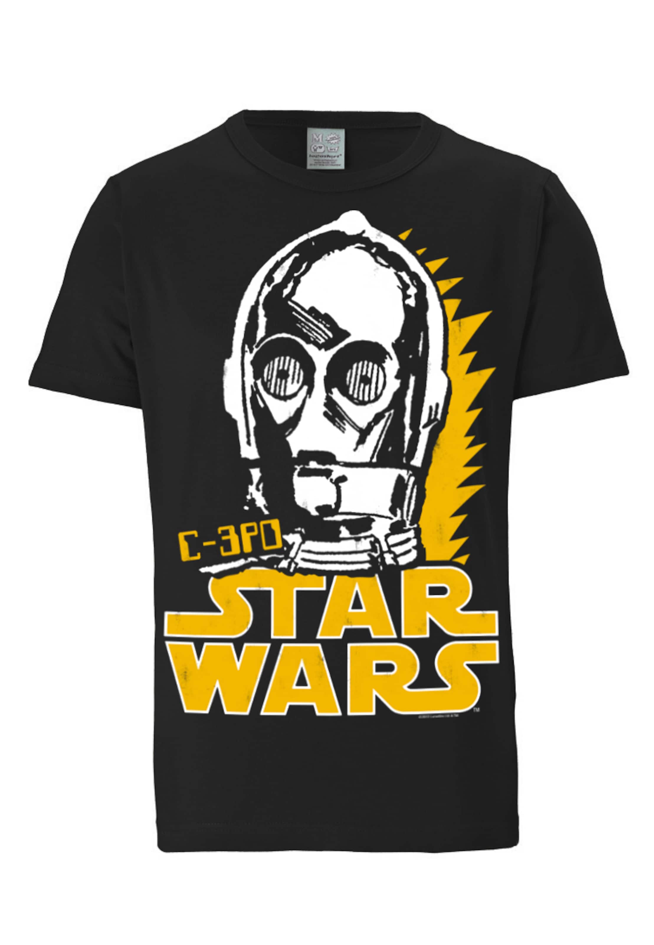 LOGOSHIRT Shirt 'C-3PO' in Black: front