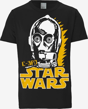 LOGOSHIRT Shirt 'C-3PO' in Black: front