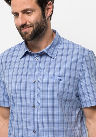 JACK WOLFSKIN Regular fit Athletic Button Up Shirt 'Rays' in Blue