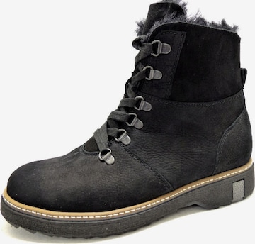 WALDLÄUFER Lace-Up Ankle Boots in Black: front