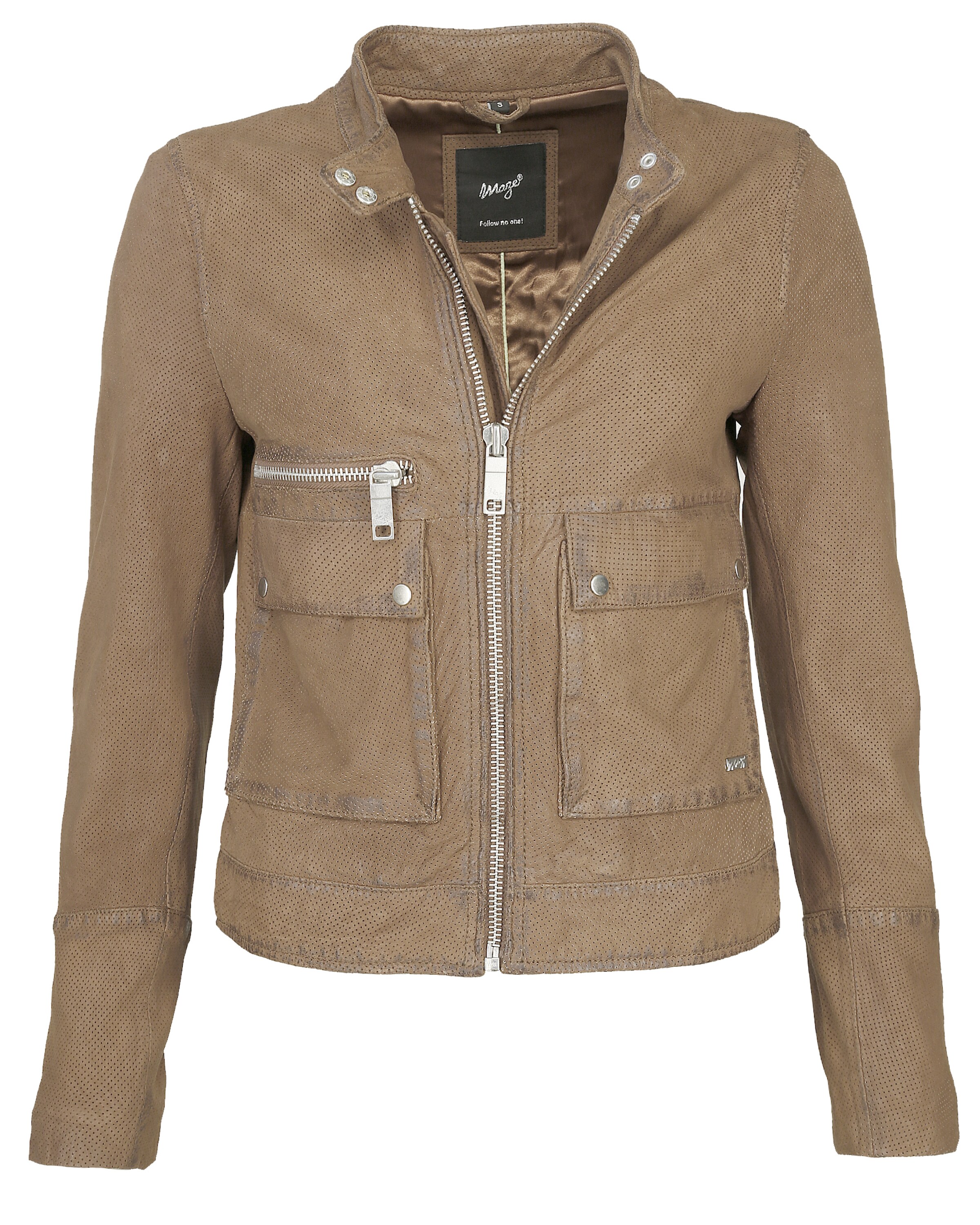 Maze Lederjacke perforiert ' Clermont ' in Braun: Vorderseite