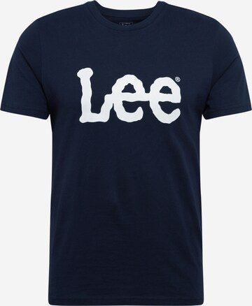 Lee Regular fit Shirt 'Wobbly Logo Tee' in Blauw: voorkant