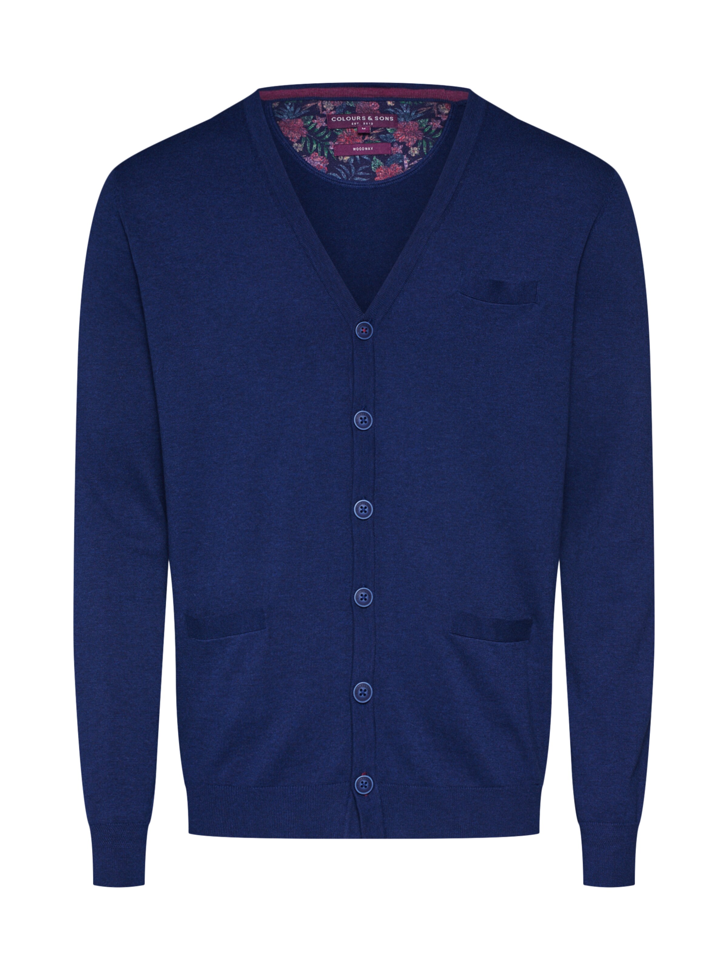 COLOURS & SONS - Gebreid vest 'Ingo' in de kleur Nachtblauw