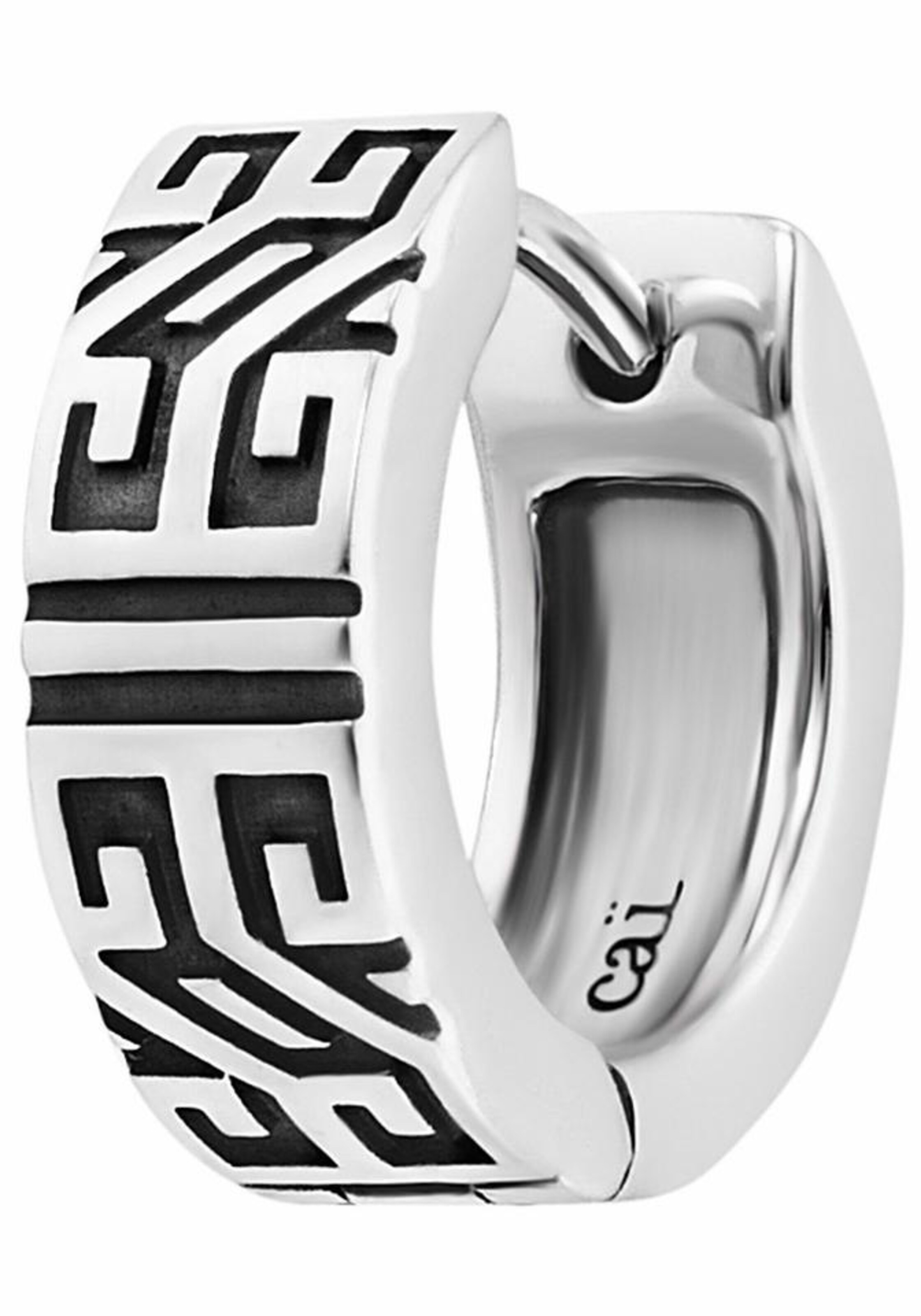 caï Ohrring 'Black Meander' in Silber: Vorderseite