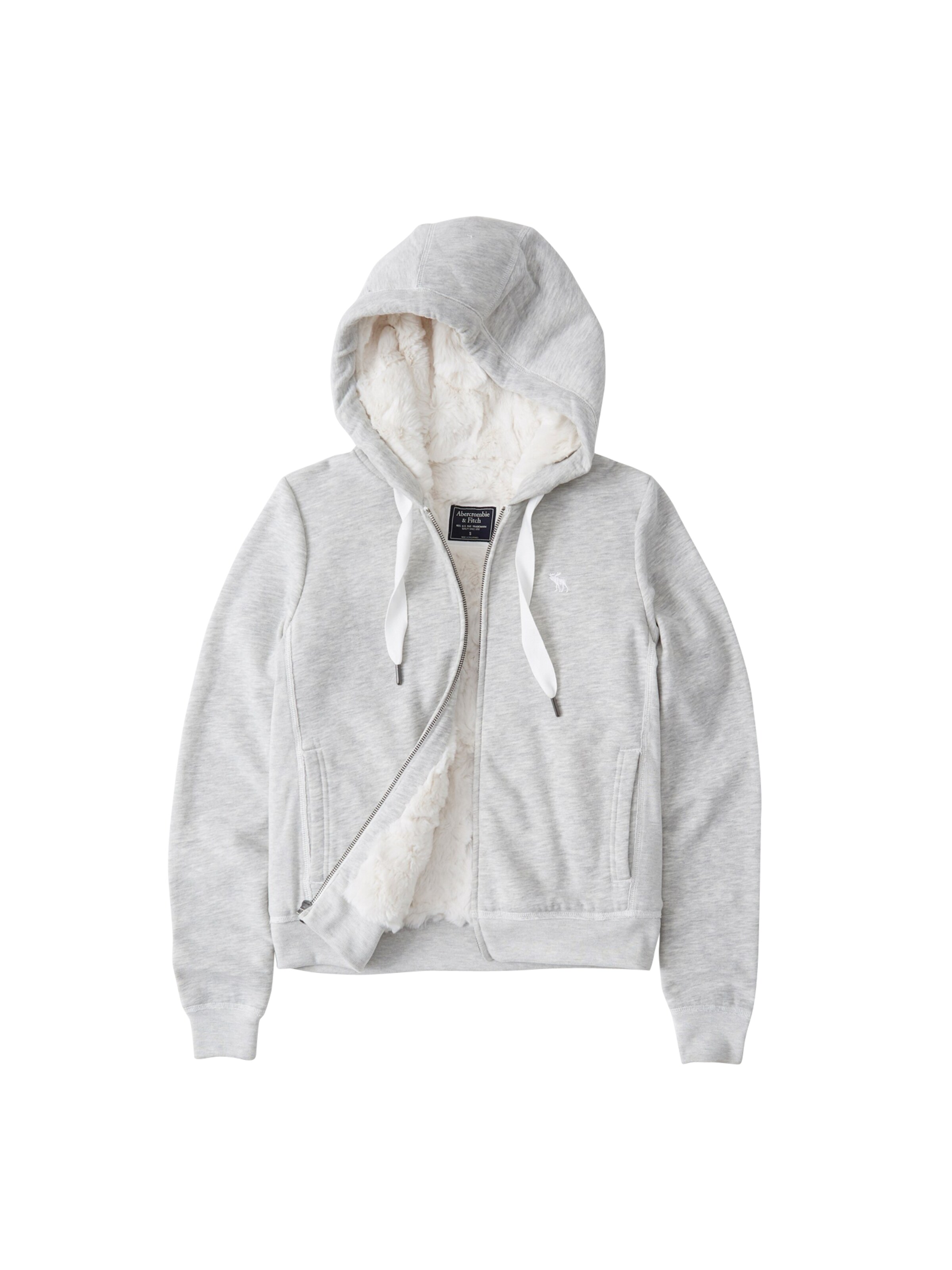 Abercrombie & Fitch - Sweatvest 'BTS19-FUR-LINED LOGO FULLZIP 4CC' in de kleur Grijs