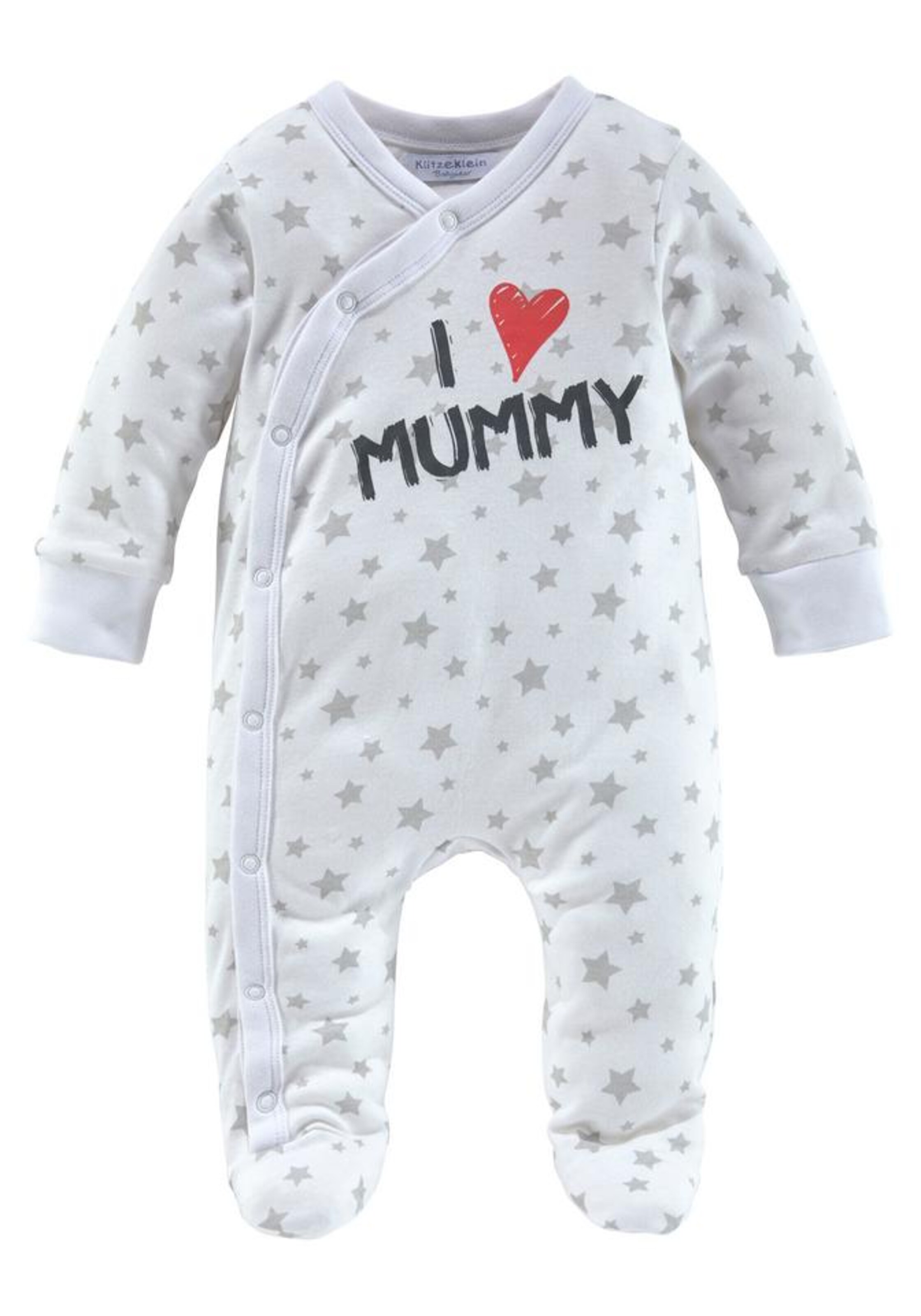KLITZEKLEIN Pajamas 'I love Mummy / I love Daddy, Druck' in Grey
