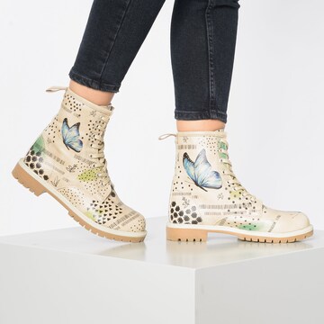 DOGO Lace-Up Ankle Boots in Beige