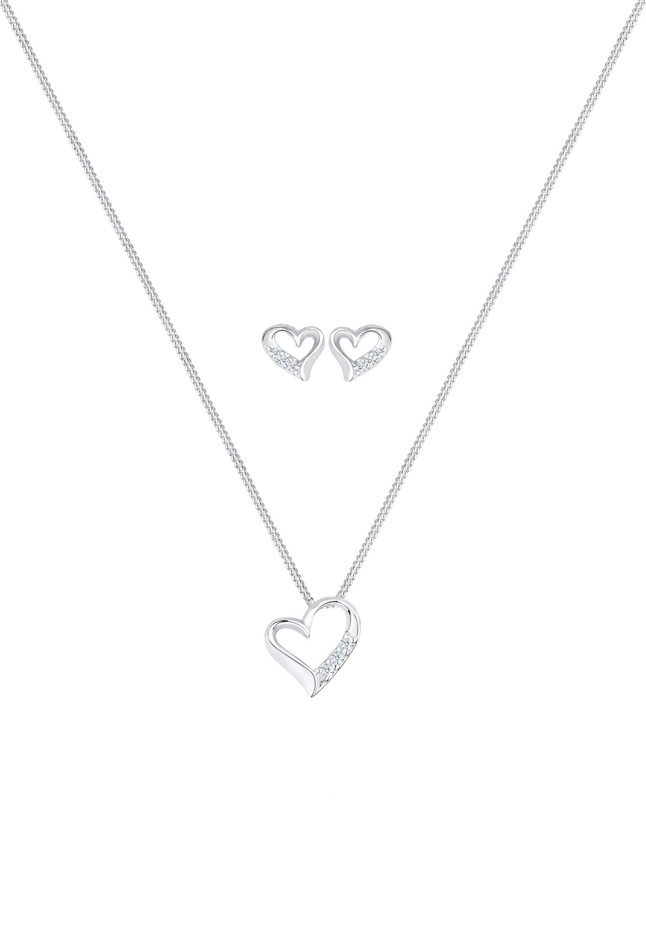Parure de bijoux 'Herz' Elli DIAMONDS en argent