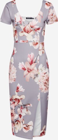 Boohoo - Vestido de cocktail 'Floral cap' em cinzento: frente