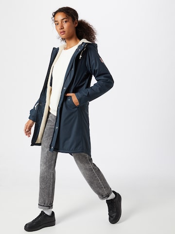 Derbe Between-Seasons Coat 'Travel Cozy Friese' in Blue