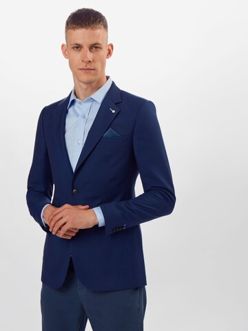 BURTON MENSWEAR LONDON Slimfit Poslovni suknjič  '3 PIECE BLUE SELF CHECK...' | modra barva: sprednja stran