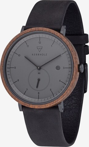 Kerbholz Analog Watch 'Anton Walnut' in Black: front