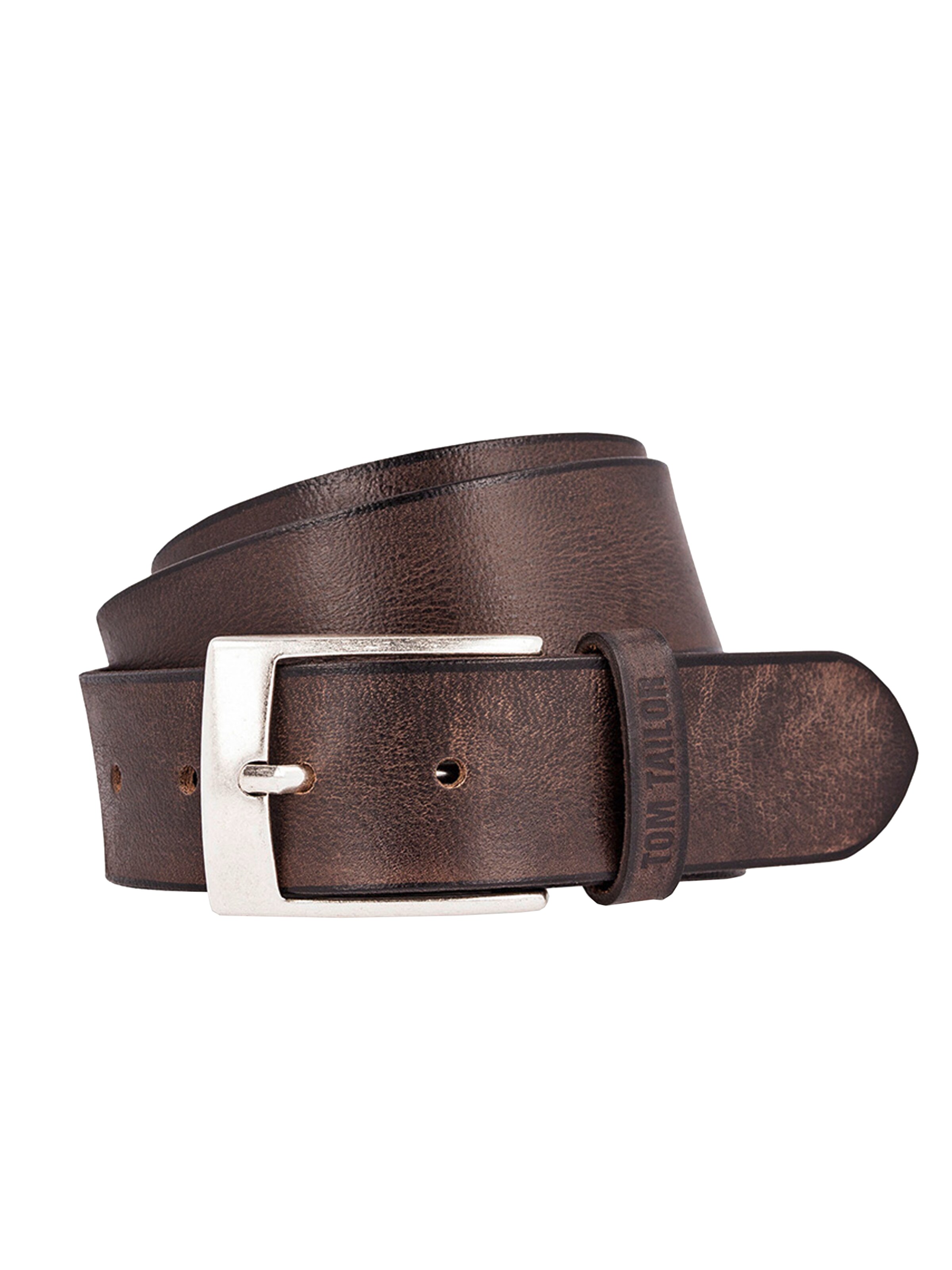TOM TAILOR - Riem 'Used fullgrain leather belt' in de kleur Donkerbruin