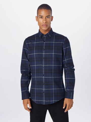 SEIDENSTICKER Slim fit Button Up Shirt in Blue: front