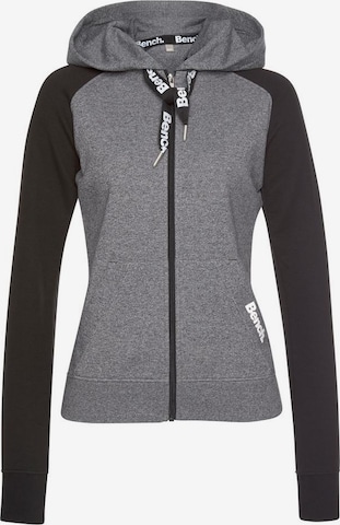 BENCH Zip-Up Hoodie in Black: front