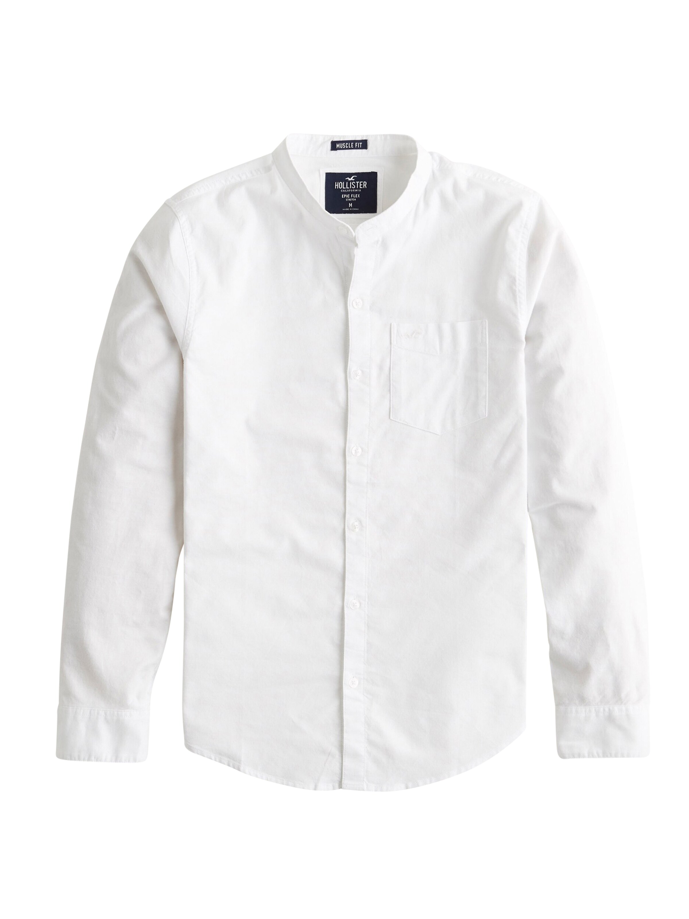 HOLLISTER - Zakelijk overhemd 'BTS19-LS MFIT BAND OX SLUB RO A2 3CC' in de kleur Wit