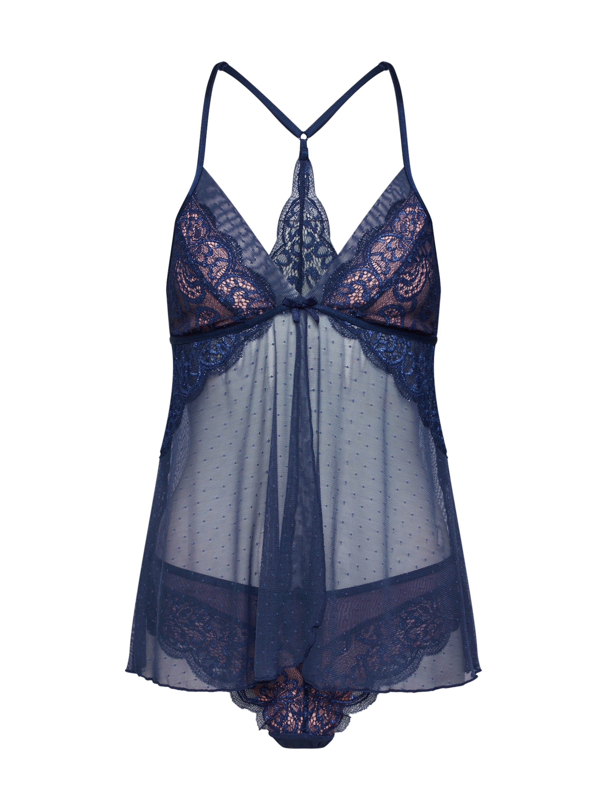 Hunkemöller - Negligé 'Harriet Camiset' in de kleur Donkerblauw