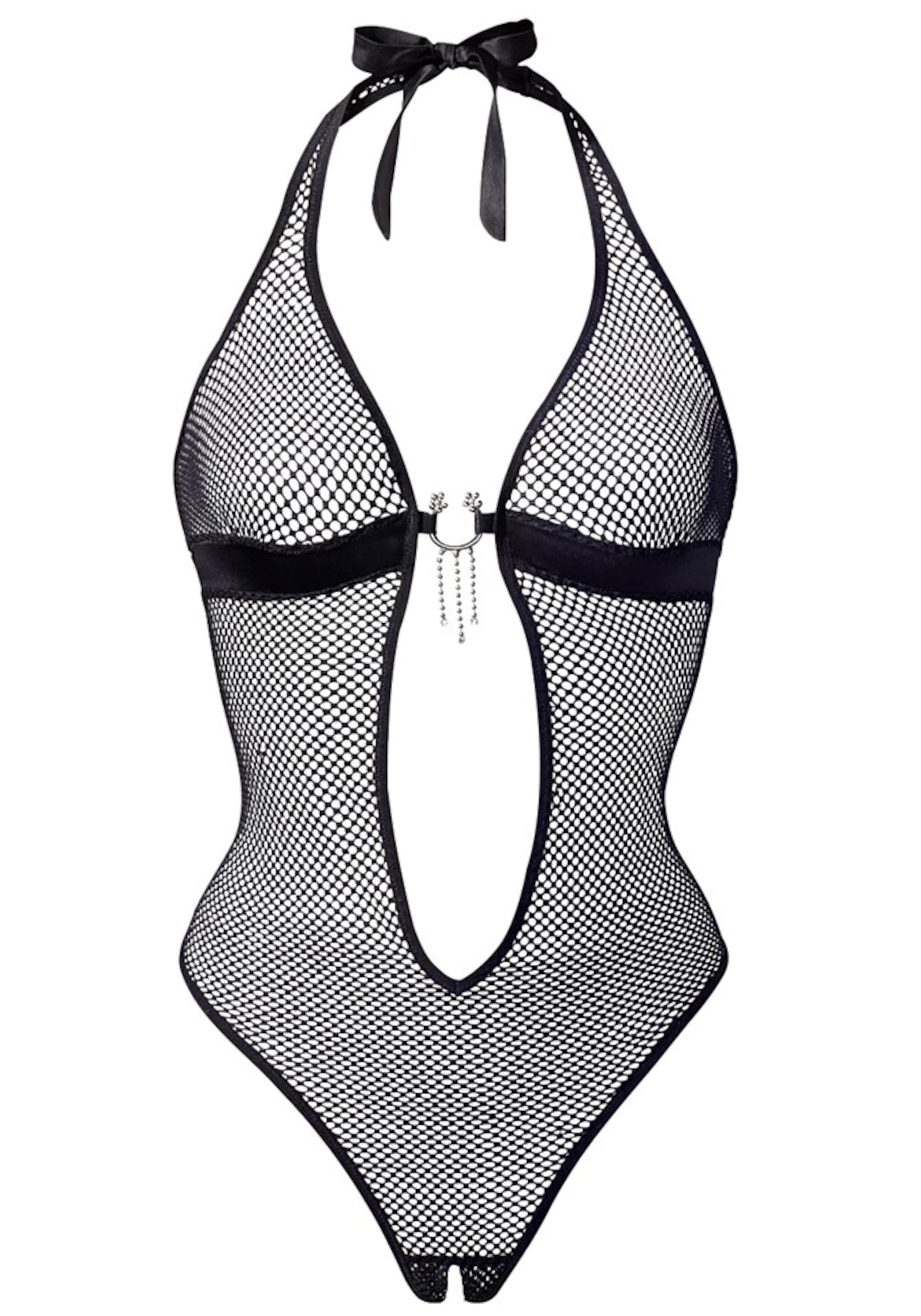 PETITE FLEUR GOLD Neckholder-Stringbody in schwarz, Produktansicht