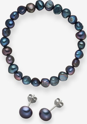 Valero Pearls Jewelry Set in Blue: front