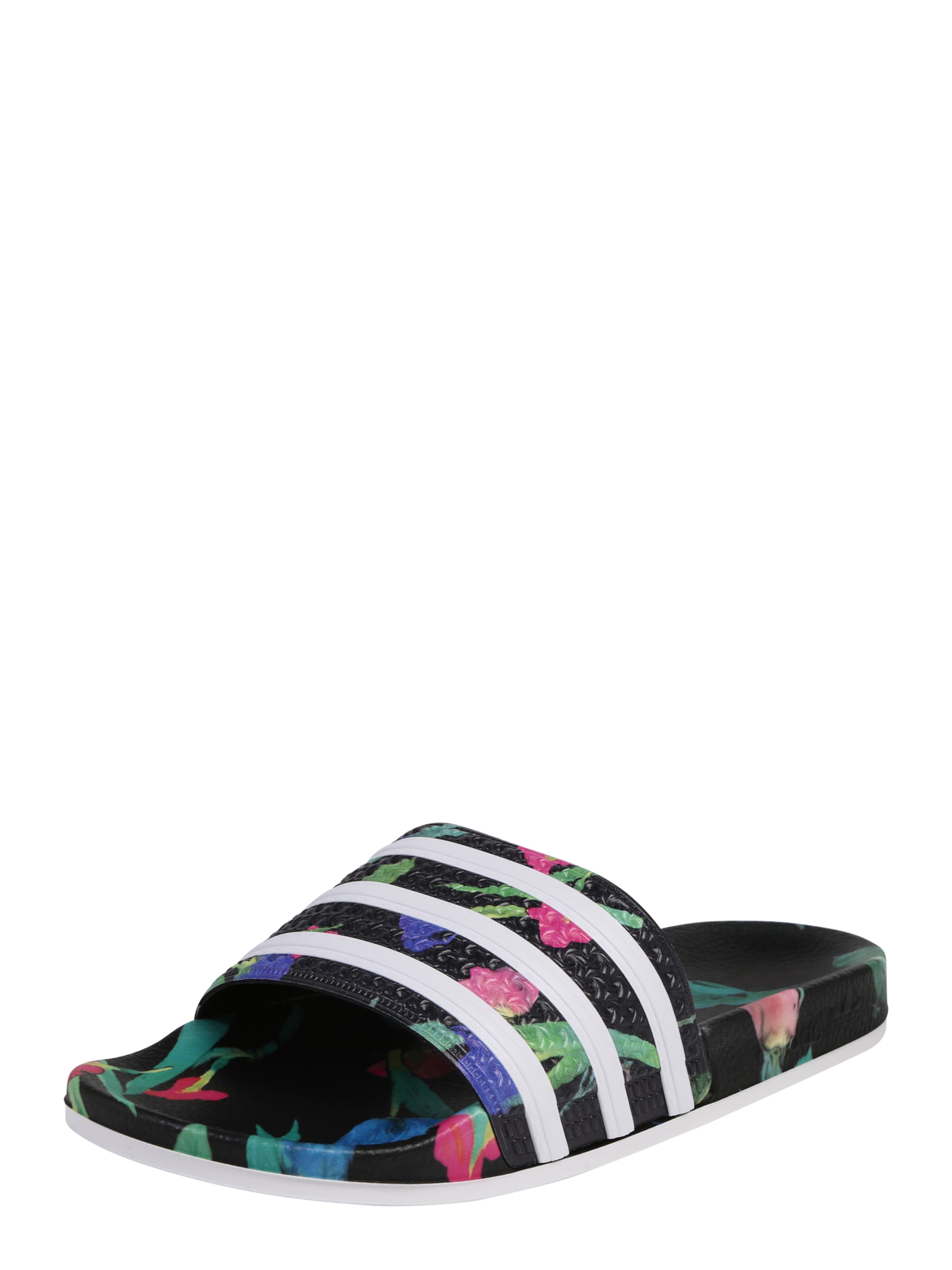 ADIDAS ORIGINALS Badesandale 'ADILETTE W' in schwarz weiß ADIDAS ORIGINALS Badesandale 'ADILETTE W' in schwarz weiß