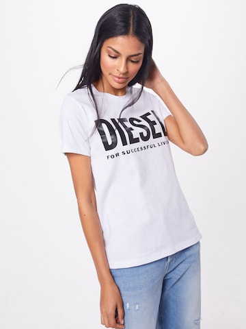 DIESEL Paita 'T-SILY-WX T-SHIRT' värissä valkoinen