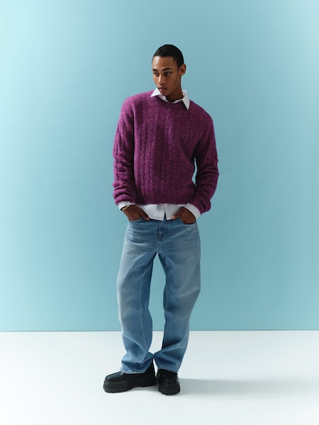 Anton - Fuchsia Knit Denim Look