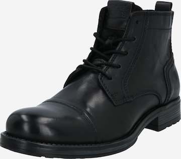 JACK & JONES Boots med snörning 'Russel' i svart: framsida