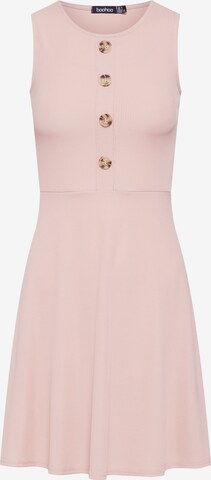 Boohoo Καλοκαιρινό φόρεμα 'RIBBED SKATER' σε ροζ: μπροστά