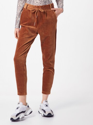 ONLY Regular Pleat-front trousers 'POPTRASH-PING PONG' in Brown: front