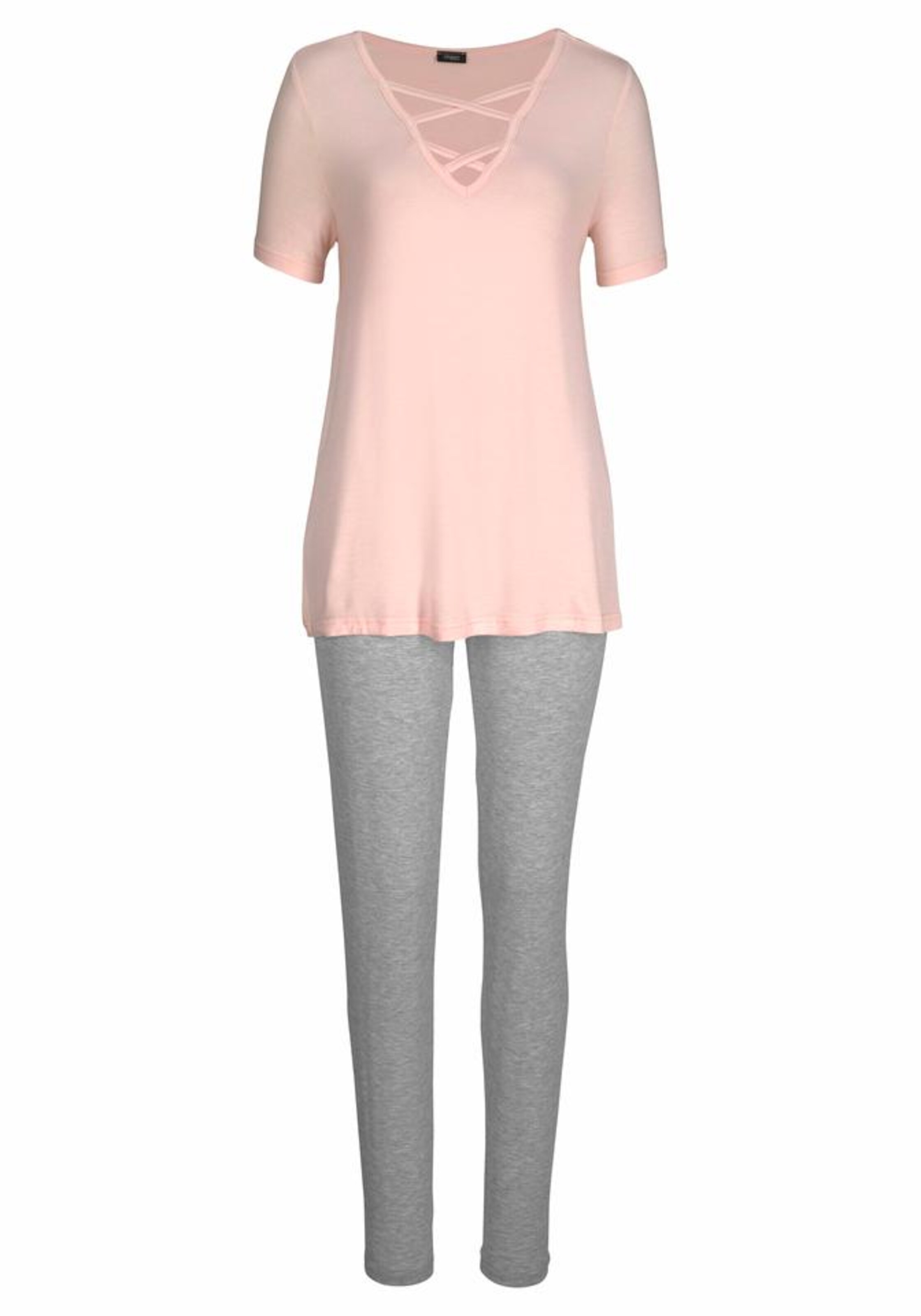 VIVANCE - Dreams Pyjama mit gekreuzten Bändern im Ausschnitt in grau