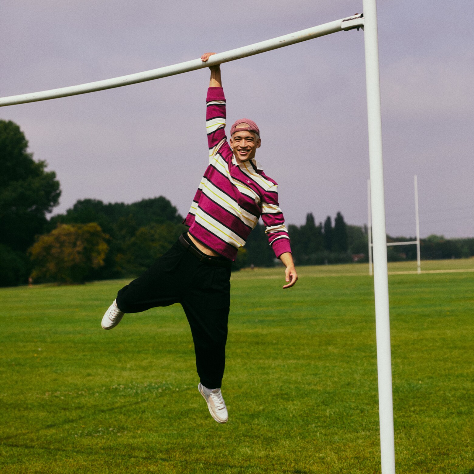 Luke - Striped Pink Polo Sweater Look