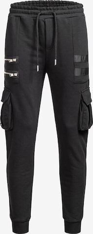 Redbridge Tapered Cargo Pants in Black: front