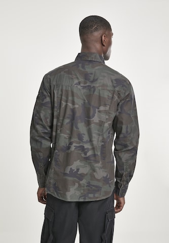 Brandit Slim fit Button Up Shirt in Green