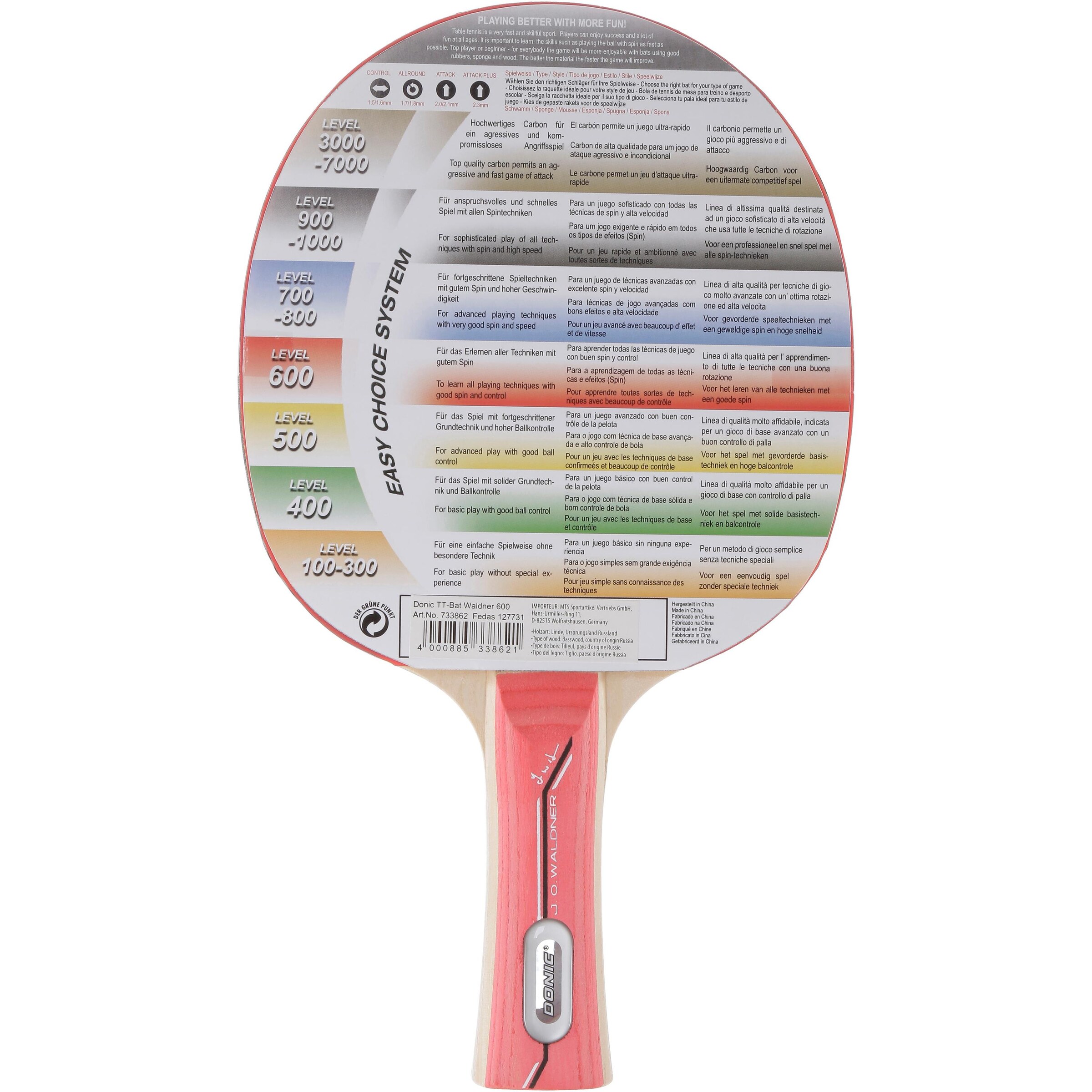 Donic Racket 'Waldner 600' in Black