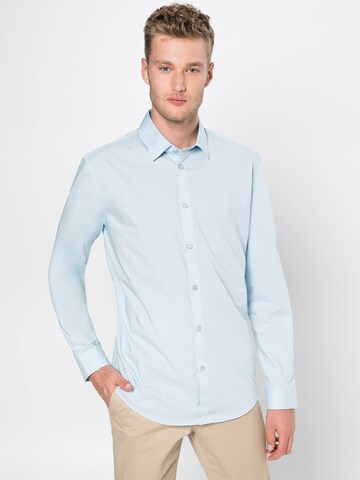 ESPRIT Slim fit Zakelijk overhemd in Blauw: voorkant