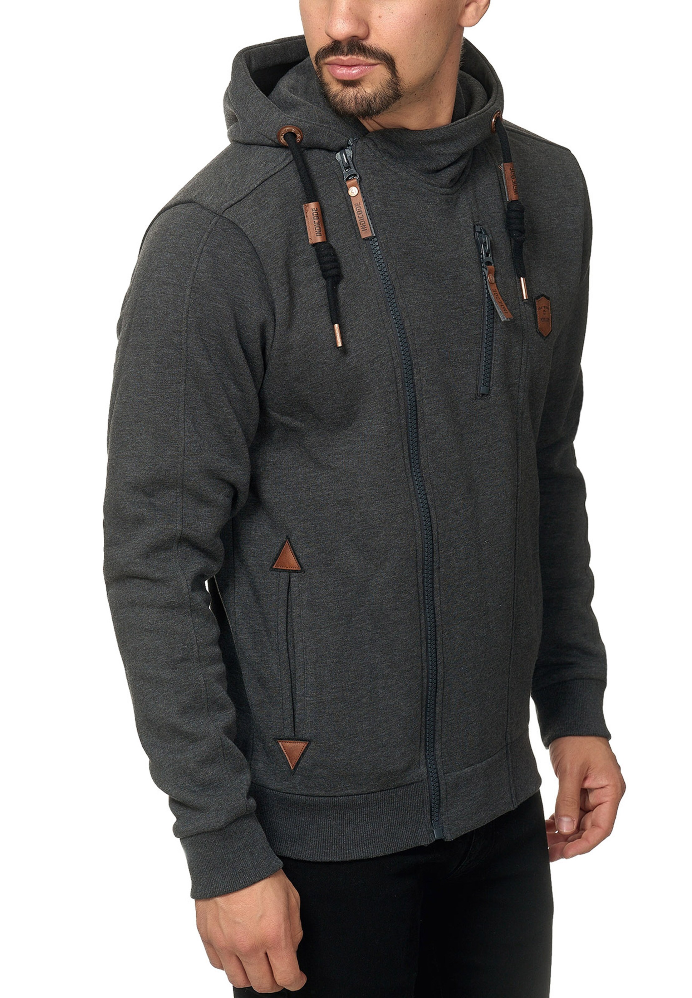 INDICODE JEANS Sweatvest 'Elm' in Grijs