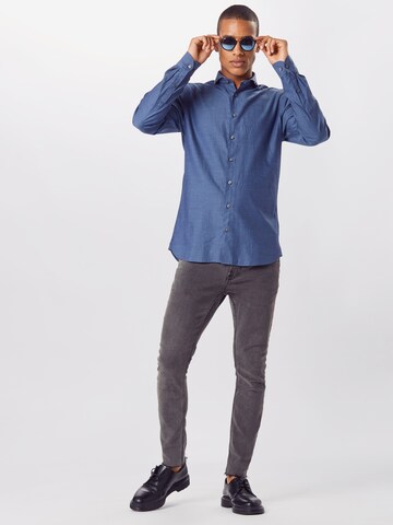 OLYMP Slim Fit Hemd 'Level 5' in Blau