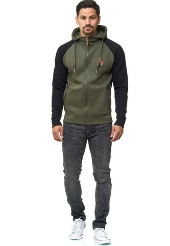 INDICODE JEANS Zip-Up Hoodie 'Arbutus' in Green