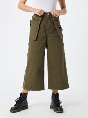 DIESEL Wide leg Trousers 'P-RAEY' in Green: front