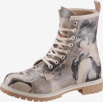 DOGO Lace-Up Ankle Boots in Beige: front
