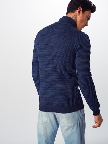 INDICODE JEANS Gebreid vest 'Badric' in Blauw: terug