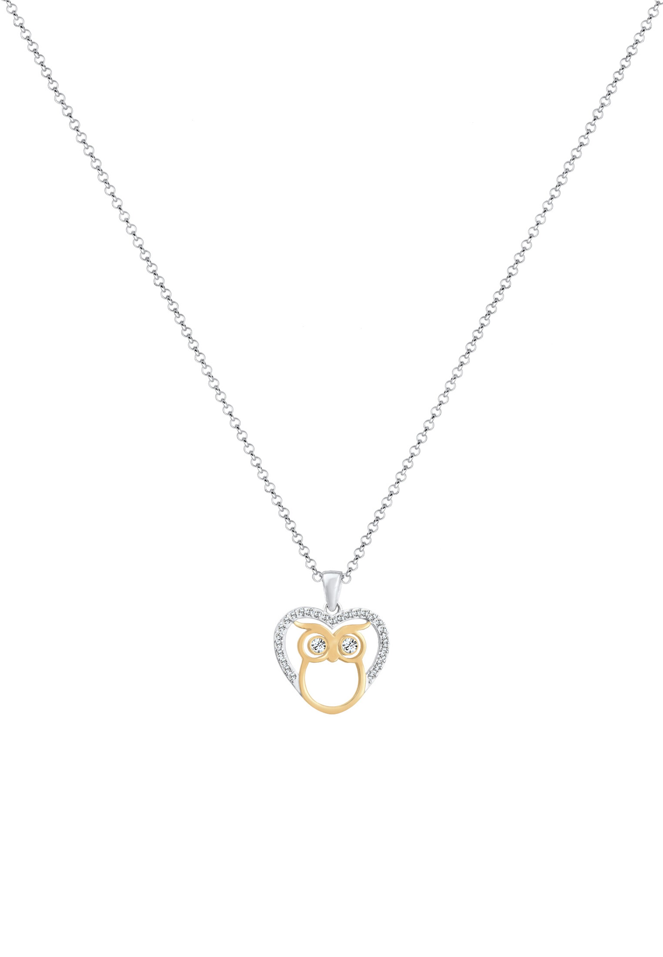 ELLI Halskette 'Eule' in Silber: Vorderseite