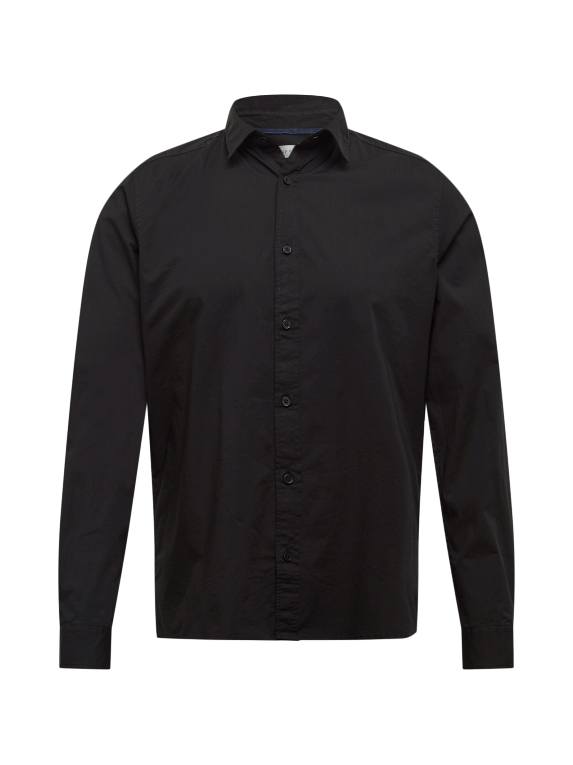 ESPRIT - Overhemd 'N SoliSt Po lsl' in de kleur Zwart