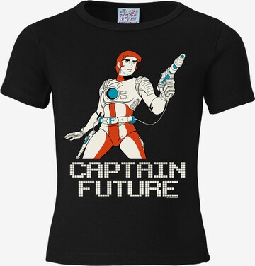 LOGOSHIRT Shirt 'Captain Future' in Zwart: voorkant